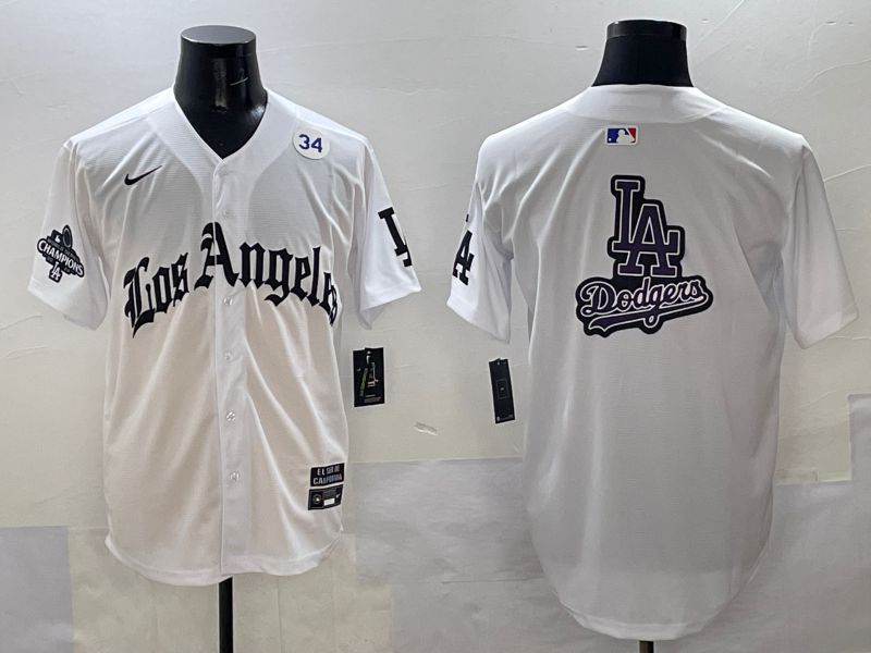 Men Los Angeles Dodgers Blank White Five generations Joint Name 2025 Nike MLB Jersey style 68->los angeles dodgers->MLB Jersey